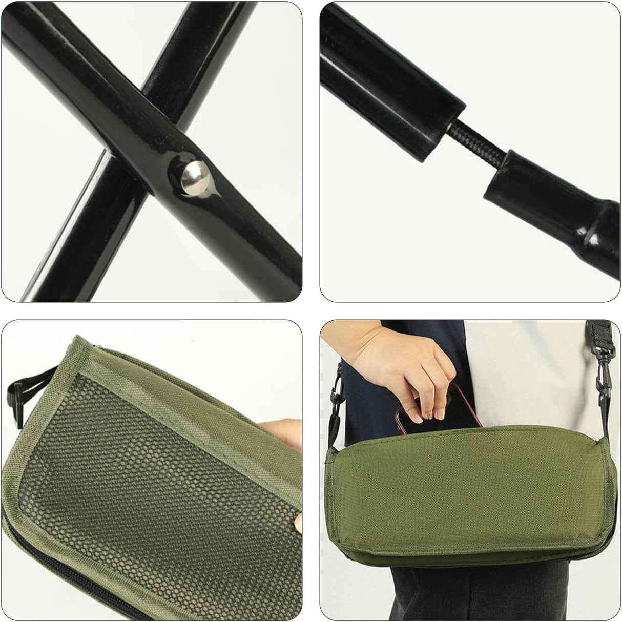 Outdoor Backpack Folding Stool, Pencil Case Stool, Portable Lightweight Camping Gear, Sports Folding Chair, Handbag Stool(Crossbody Bag Stool | Black)