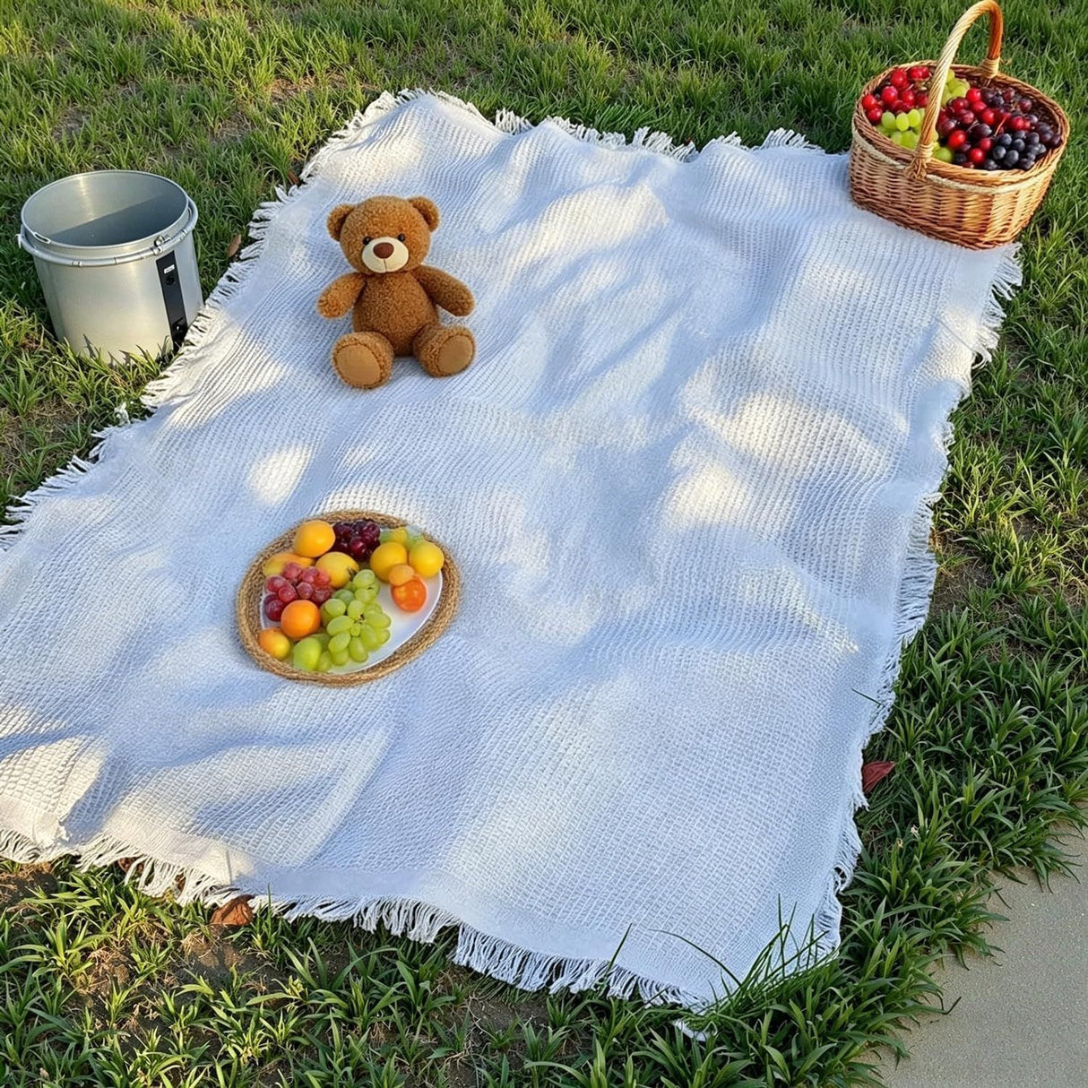 Outdoor Multifunctional Picnic mat, Picnic Blanket, Suitable for Camping, Picnic, Party, Hiking and Outdoor Activities(White | 35.5” × 70.8”)