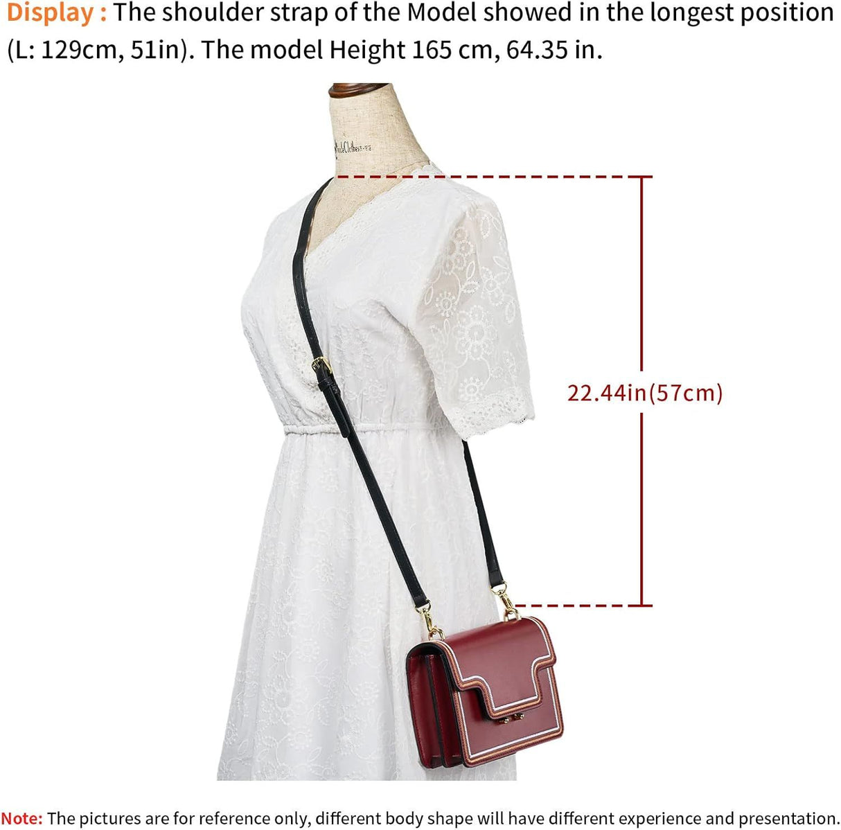 Leather Adjustable Replacement Strap Shoulder Bag Cross Body Bag Purse Handbag For Women, 43-51 Inch