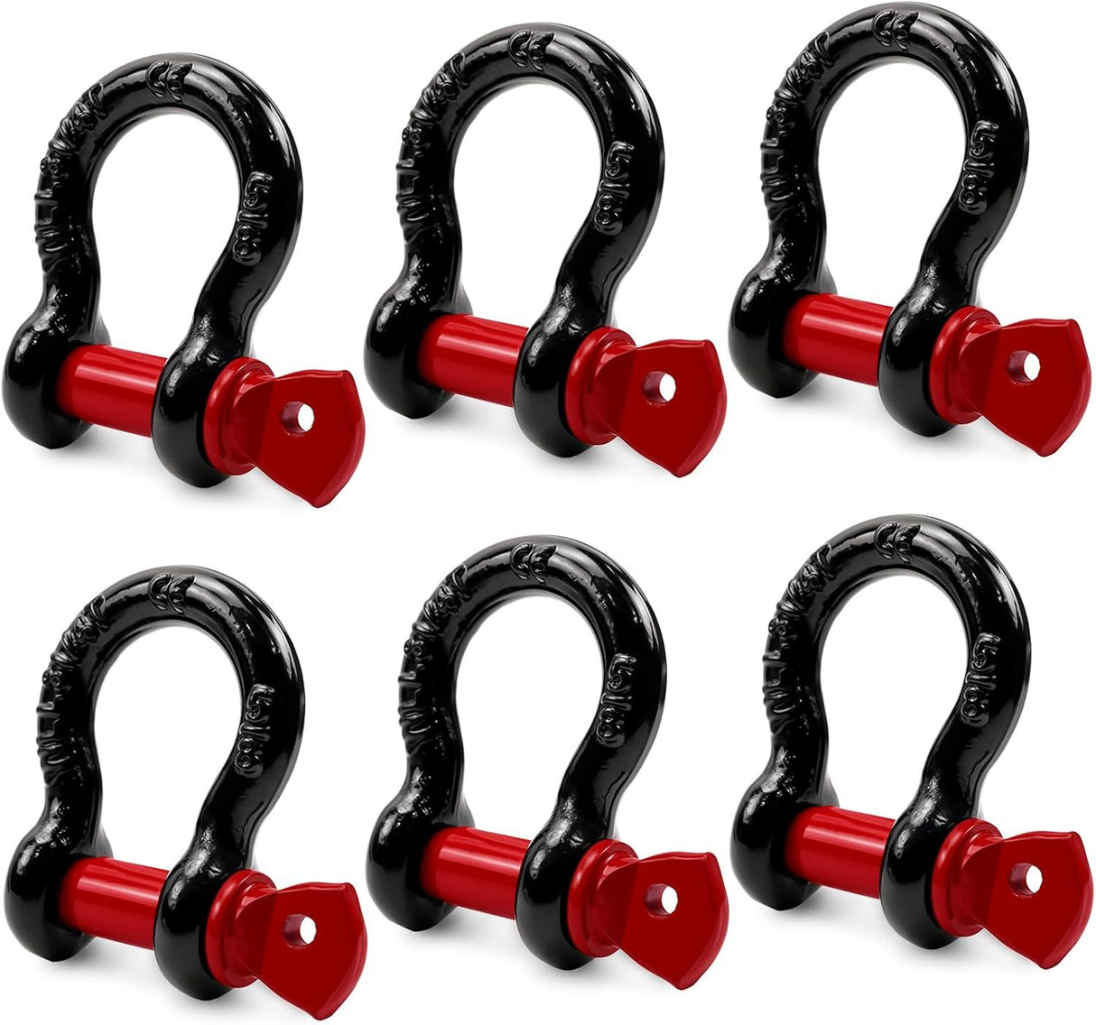 6 Pack 5/8" D Ring Shackles for Rigging, 3.25 Ton /7165 Lbs Capacity Shackles with 3/4" Pin for Tow Strap Winch Off Road Vehicle Recovery, Heavy Duty