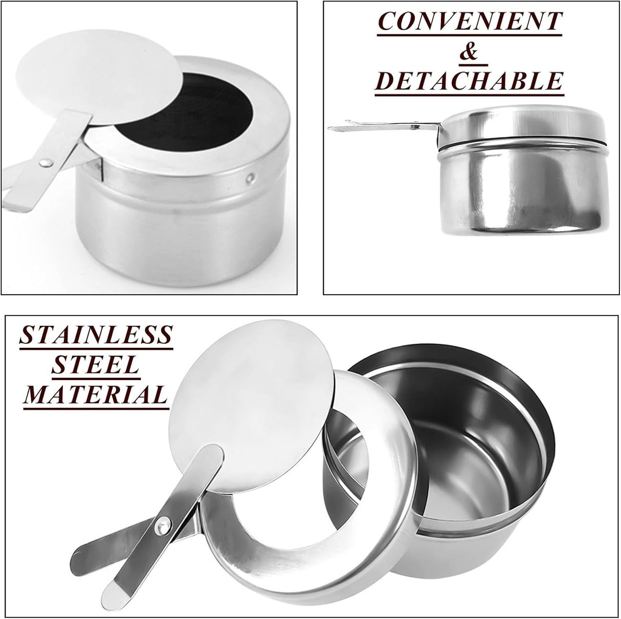 8 Pack Chafing Fuel Holder, Stainless Steel Chafe Wick Fuel Holder with Safety Cover Canned Heat Box Holder for Chafing Dish, Buffet, Barbecue, Parties