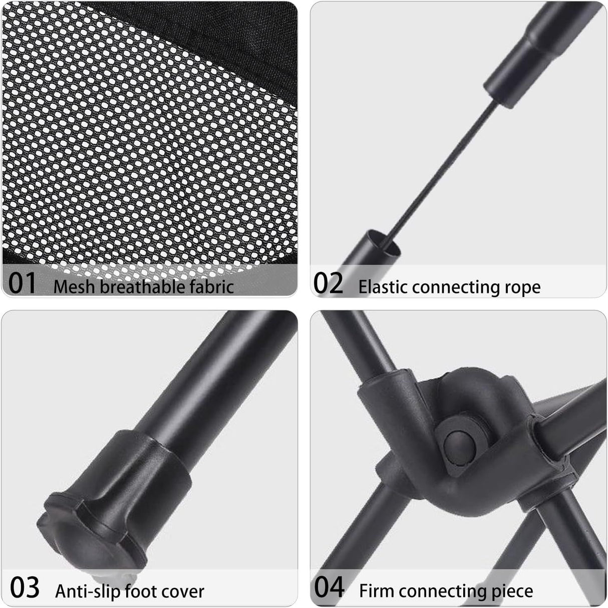 Portable Camping Chair Lightweight Foldable Outdoor Chair for Hiking Camp Backpacking Lawn Beach Fishing Picnic with Carry Bag (Black)