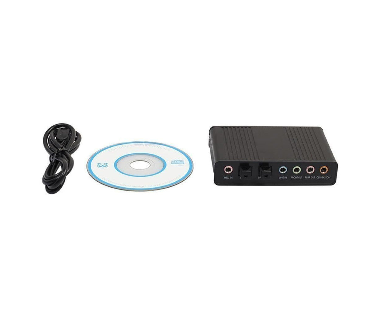 6 Channel USB 2.0 External 5.1 Optical S/PDIF Audio Sound Card Adapter for Win7 Black