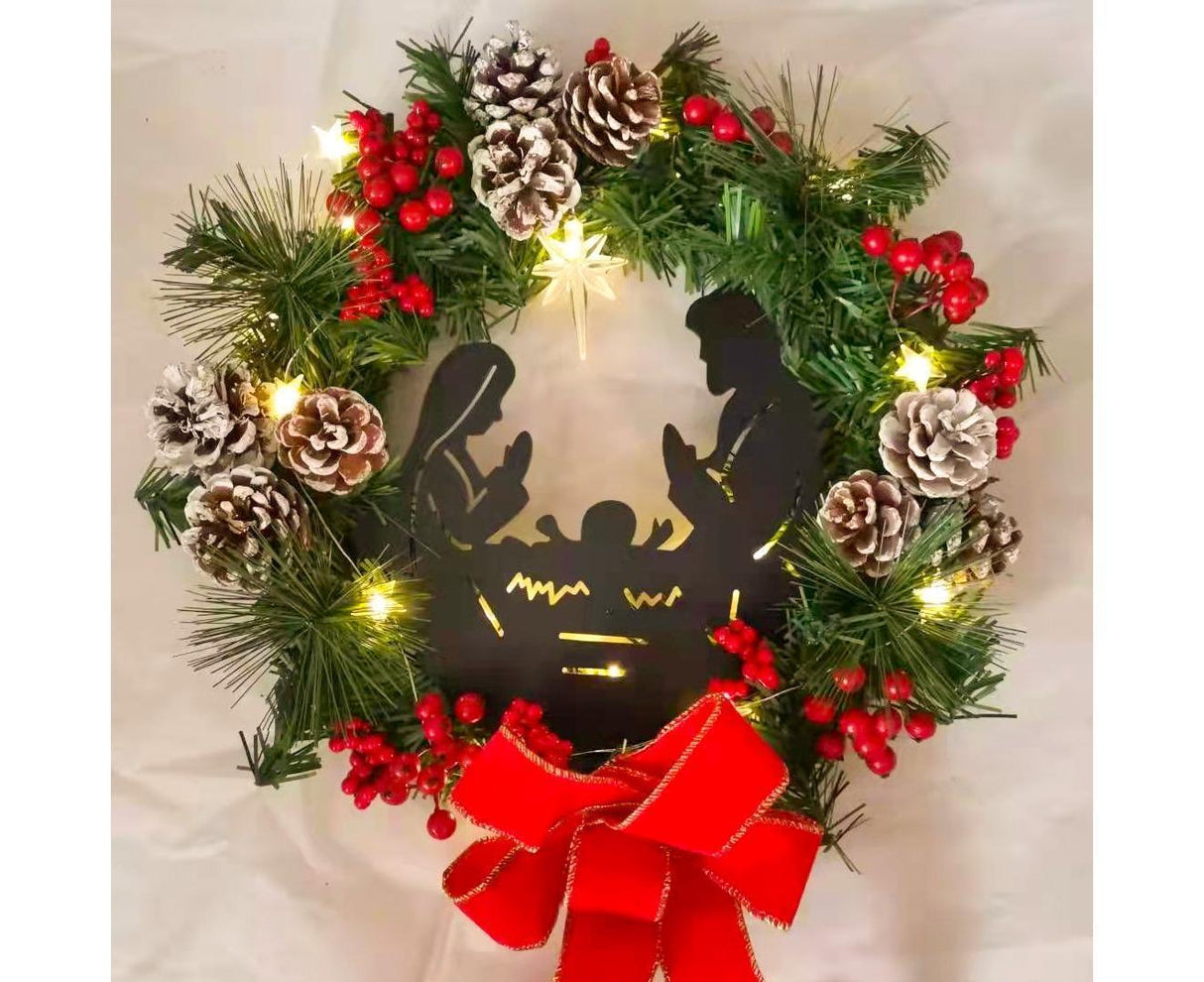30cm Christmas Wreath for Nativity Scene, Christmas Decorations, Artificial Christmas Wreath