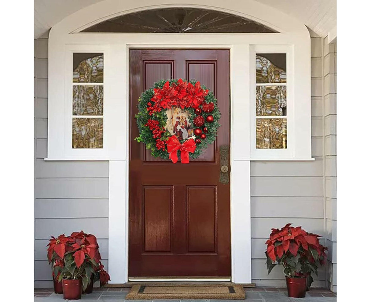 40cm Christmas Wreath for Nativity Scene, Christmas Decorations, Artificial Christmas Wreath