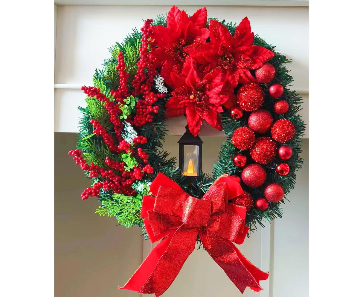 45cm Christmas Wreath with LED Light, Christmas Decoration, Artificial Christmas Wreath
