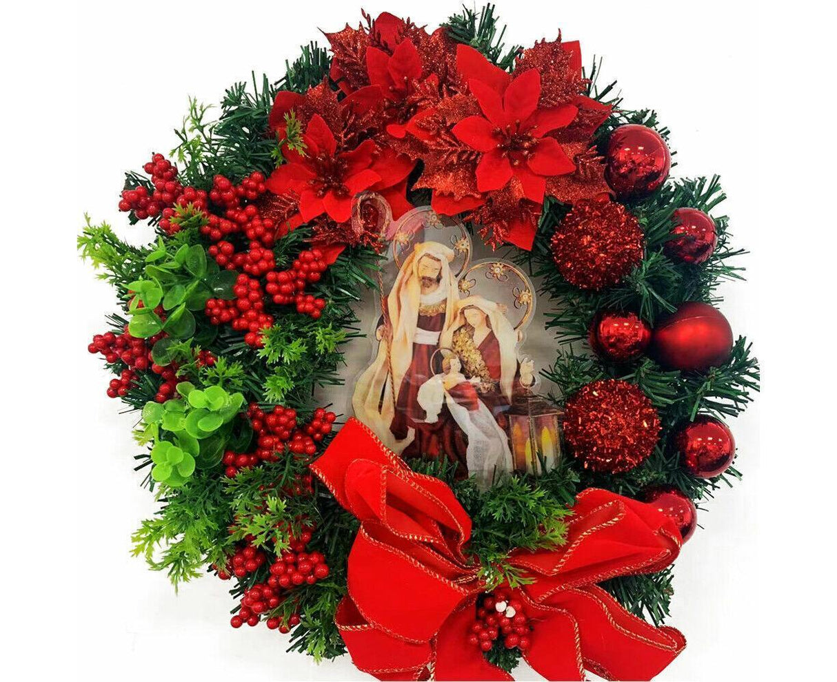 Nativity Christmas Wreath, 40cm Artificial Christmas Garlands, Christmas Decorations