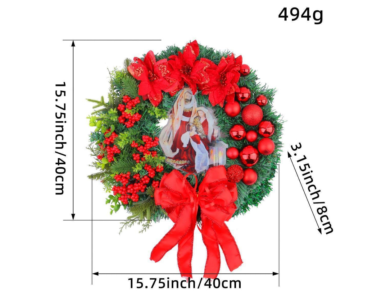 Nativity Christmas Wreath, 40cm Artificial Christmas Garlands, Christmas Decorations