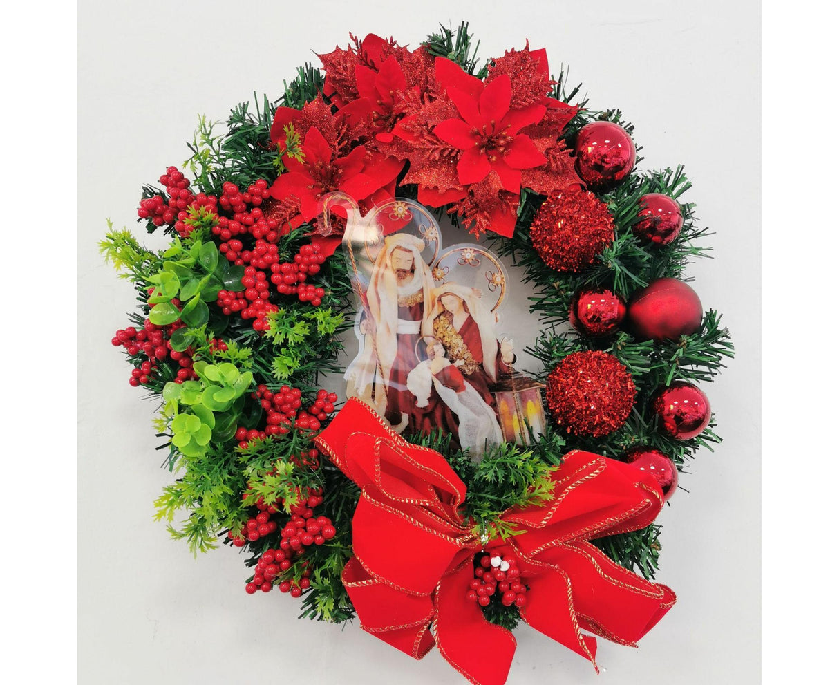 Nativity Christmas Wreath, 40cm Artificial Christmas Garlands, Christmas Decorations