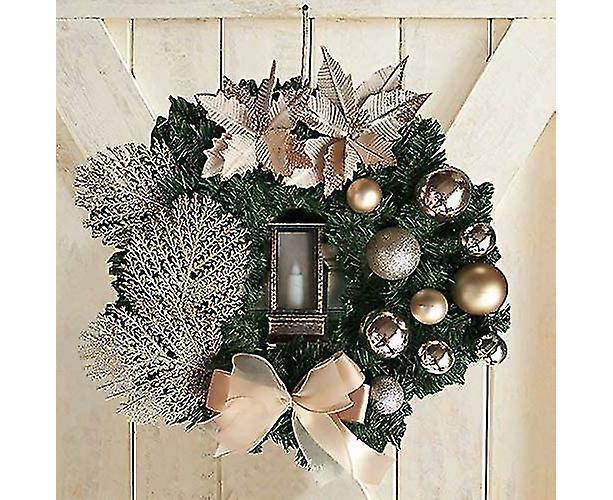 Christmas Wreath Artificial Flowers Champagne 25cm Christmas Wreaths Christmas Fireplace Wreath For Christmas Decor