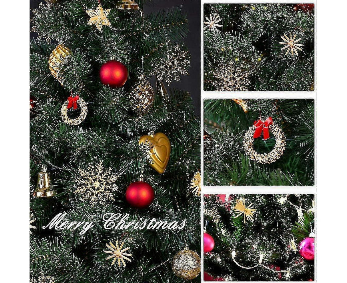 Straw Tree Decoration, 56 Pieces Christmas Tree Decoration Straw Pendant Set - Christmas Tree Decoration