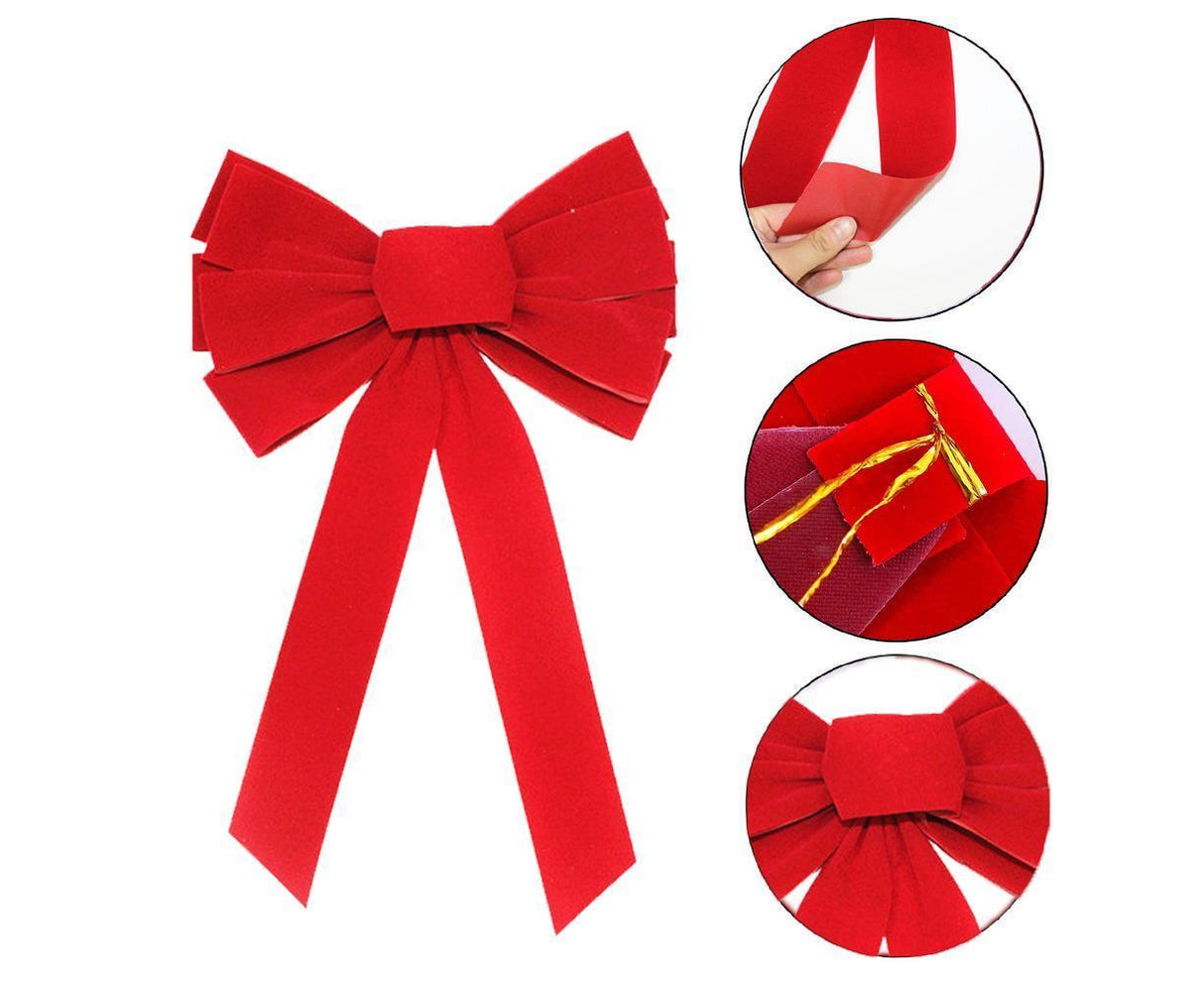 Christmas Decorations, Red Flannelette Christmas Bow