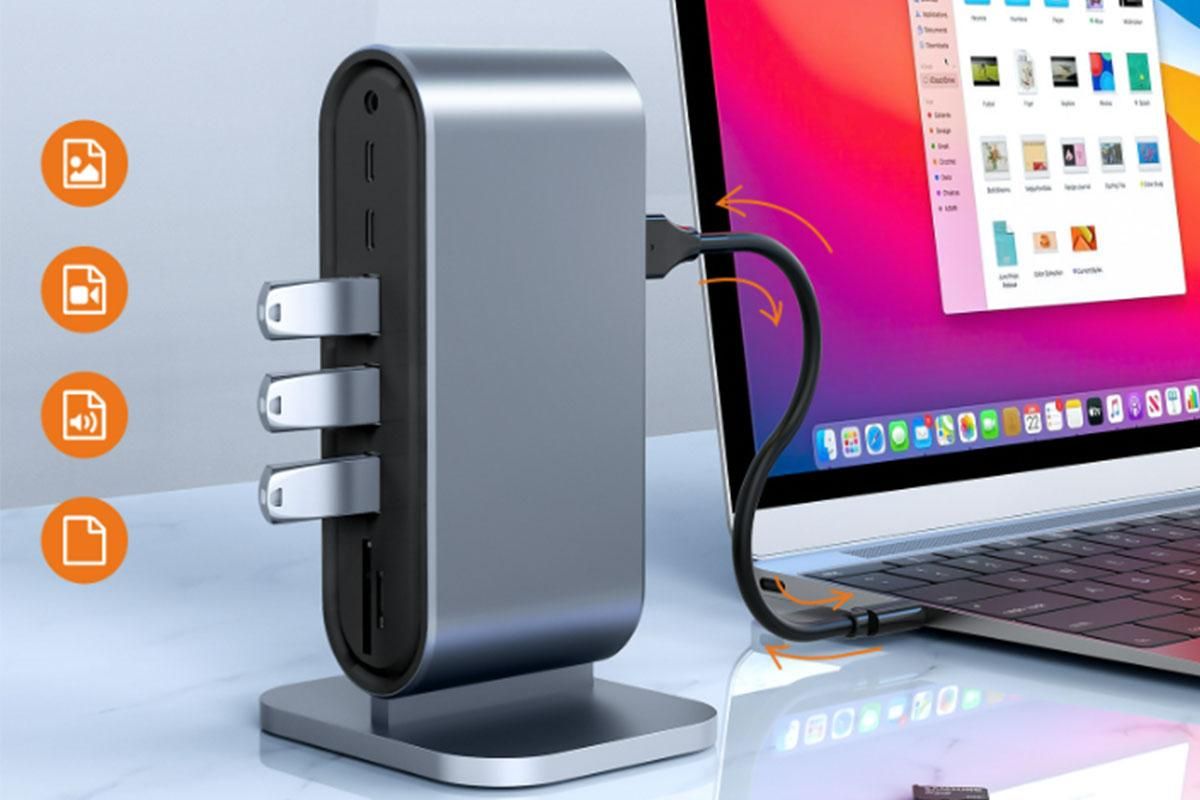 12-in-1 USB-C Hub with USB 3.0 Ports & Mini HDMI OTG Support
