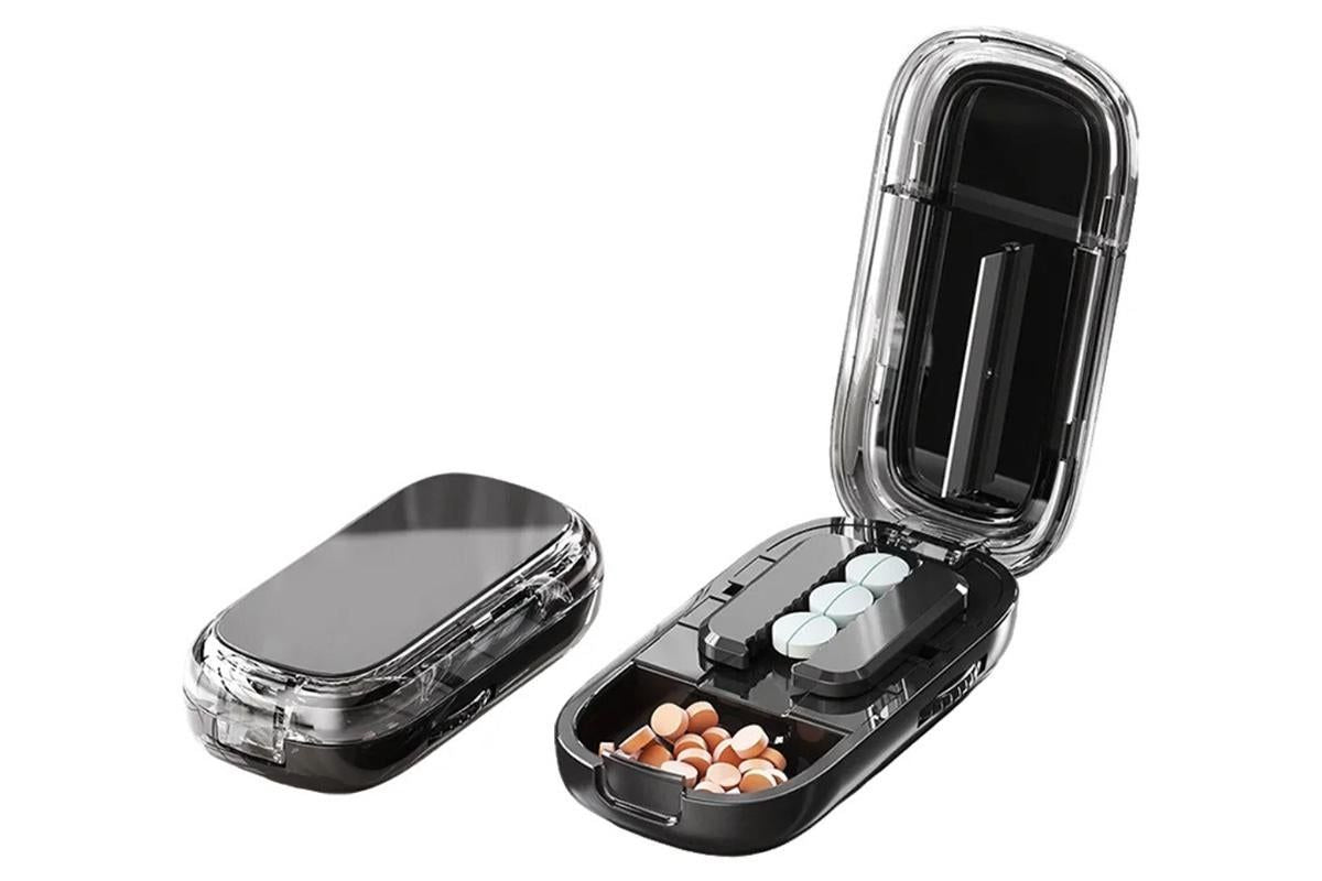 Pill Cutter Pill Splitter for Small and Tiny Pills 1/2 Adjustable Pill Organizer - Black 1/2 Pill Cutter