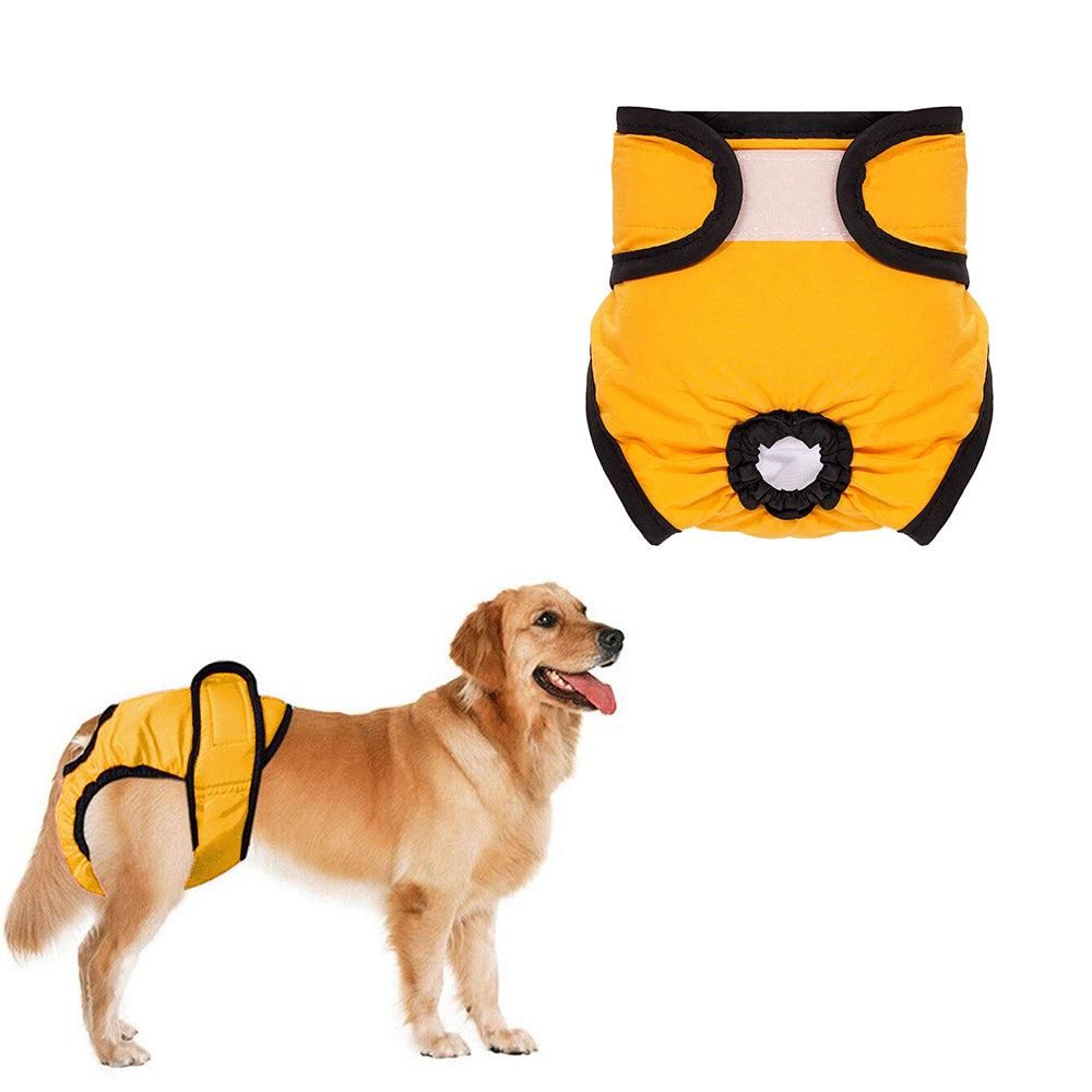 Washable Female Pet Nappy Diaper Dog Cat Physiological Pants Yellow - M