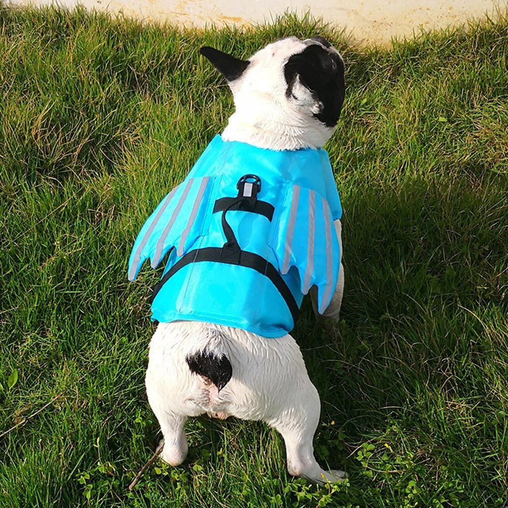 Dog Life Jacket Wings Pet Life Vest Adjustable Dog Flotation Swim Vest Blue - S