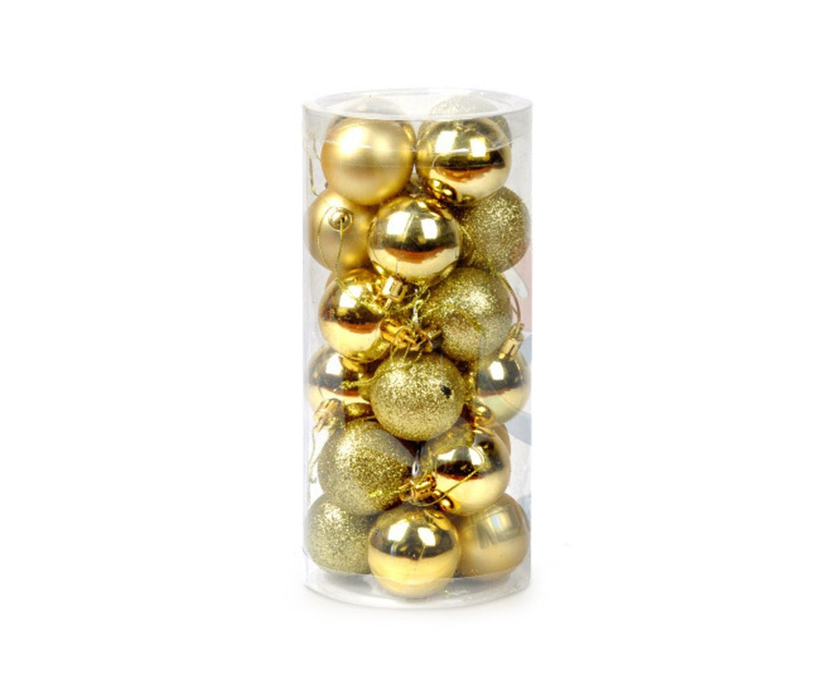 24Pcs Christmas Balls Glitter Anti-fade Plastic Christmas Tree Decor Balls for Home-Golden 4cm