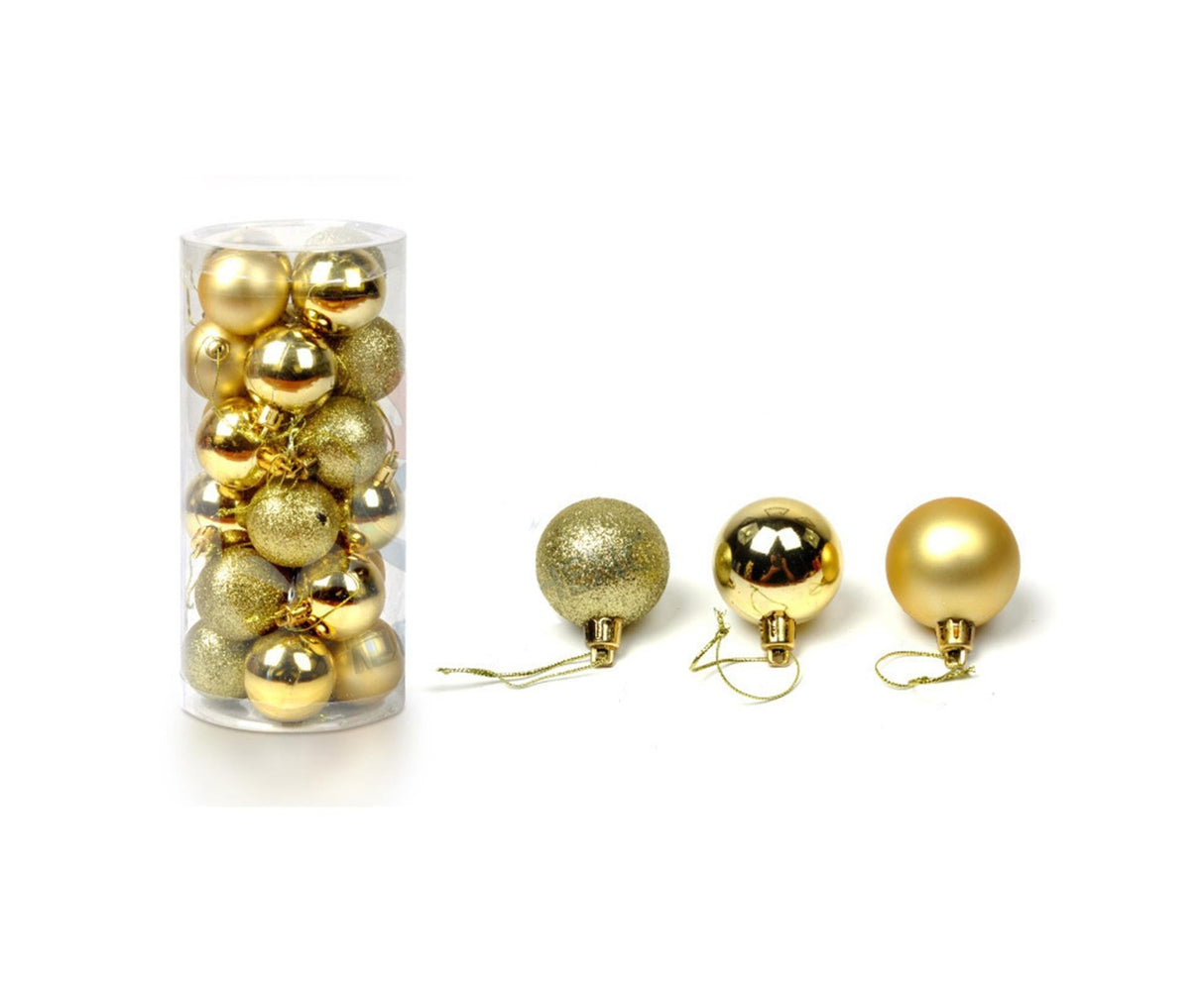 24Pcs Christmas Balls Glitter Anti-fade Plastic Christmas Tree Decor Balls for Home-Golden 4cm