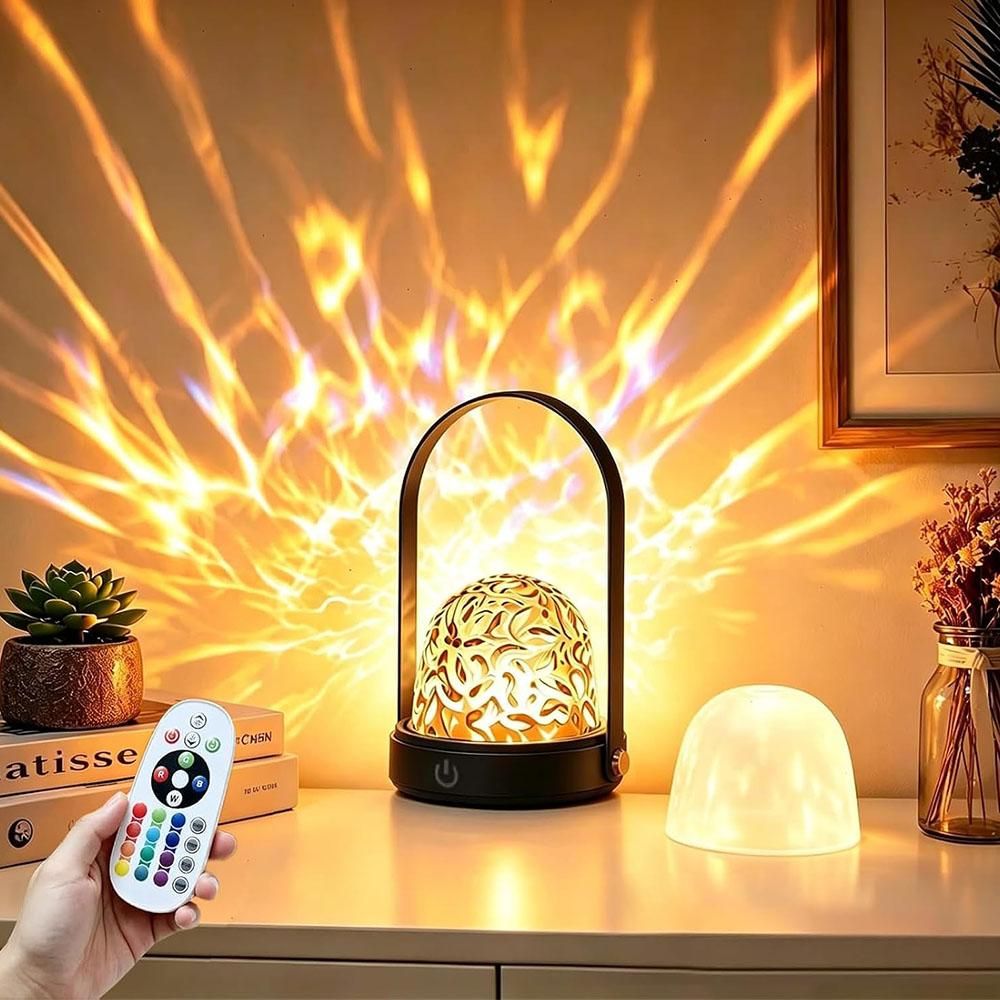 2 in 1 Ocean Wave Projector Lamp with Remote USB Rechargeable - Black