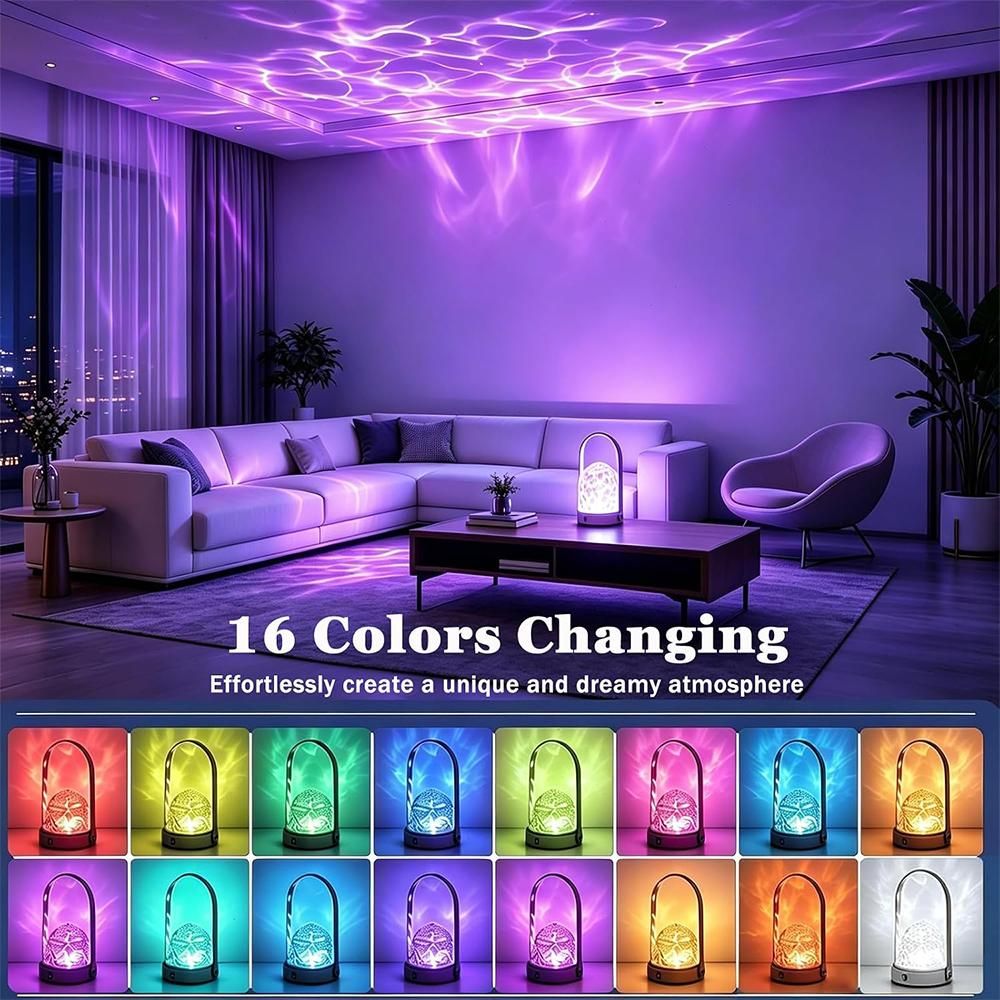 2 in 1 Ocean Wave Projector Lamp with Remote USB Rechargeable - Black