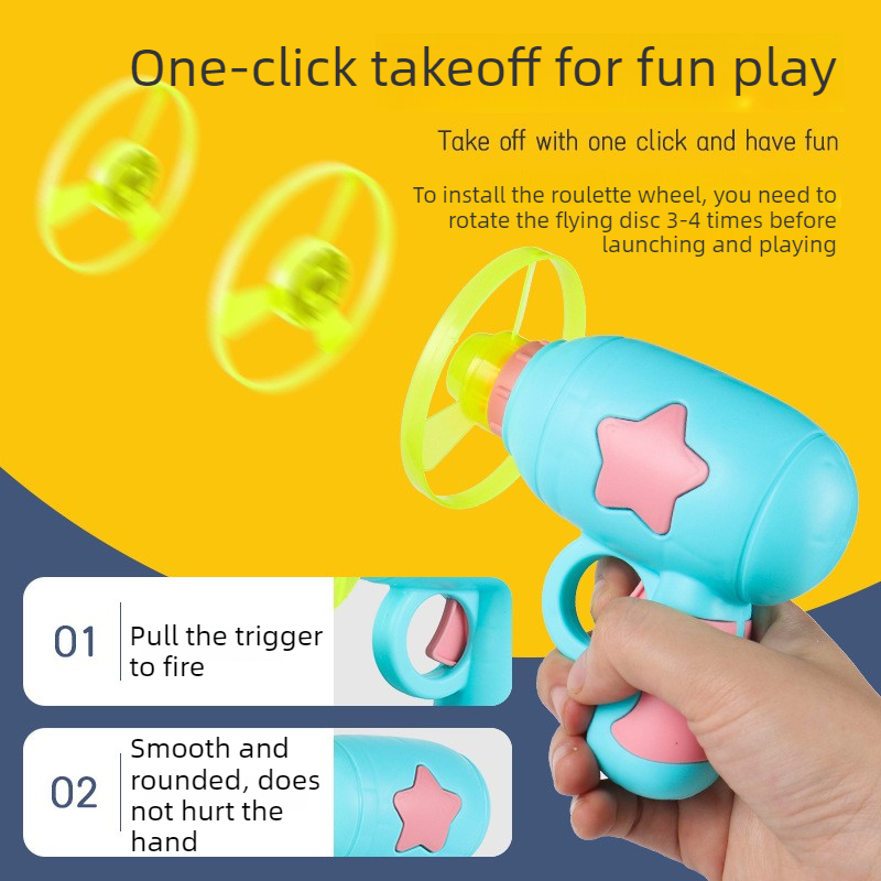 Bamboo Dragonfly Toy Gun Set with Glowing Frisbee Spinner – Pet toys - Blue