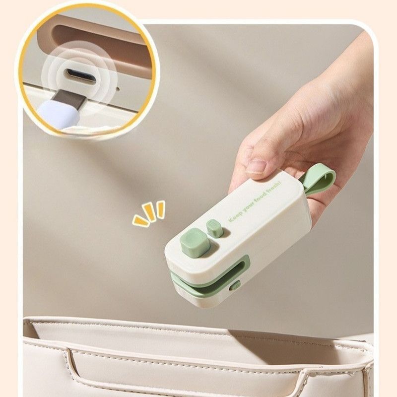 Magnetic Mini Rechargeable Sealer, 2-in-1 Portable Plastic Food Bag Sealing & Cutting Machine—White