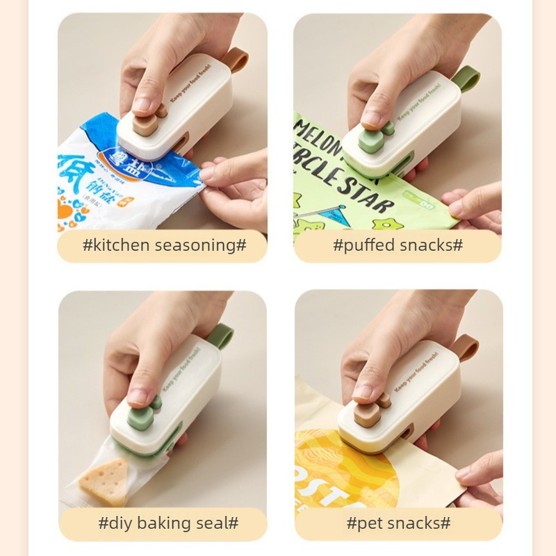 Magnetic Mini Rechargeable Sealer, 2-in-1 Portable Plastic Food Bag Sealing & Cutting Machine—White