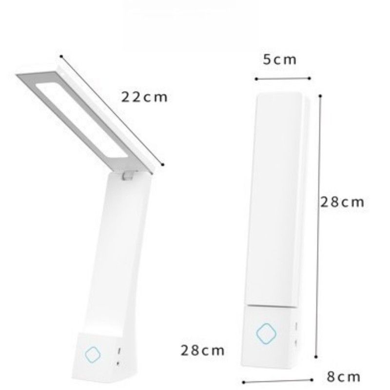 2-in-1 Foldable LED Eye-Caring Desk Lamp, USB-Rechargeable Study Light with Phone Holder—White