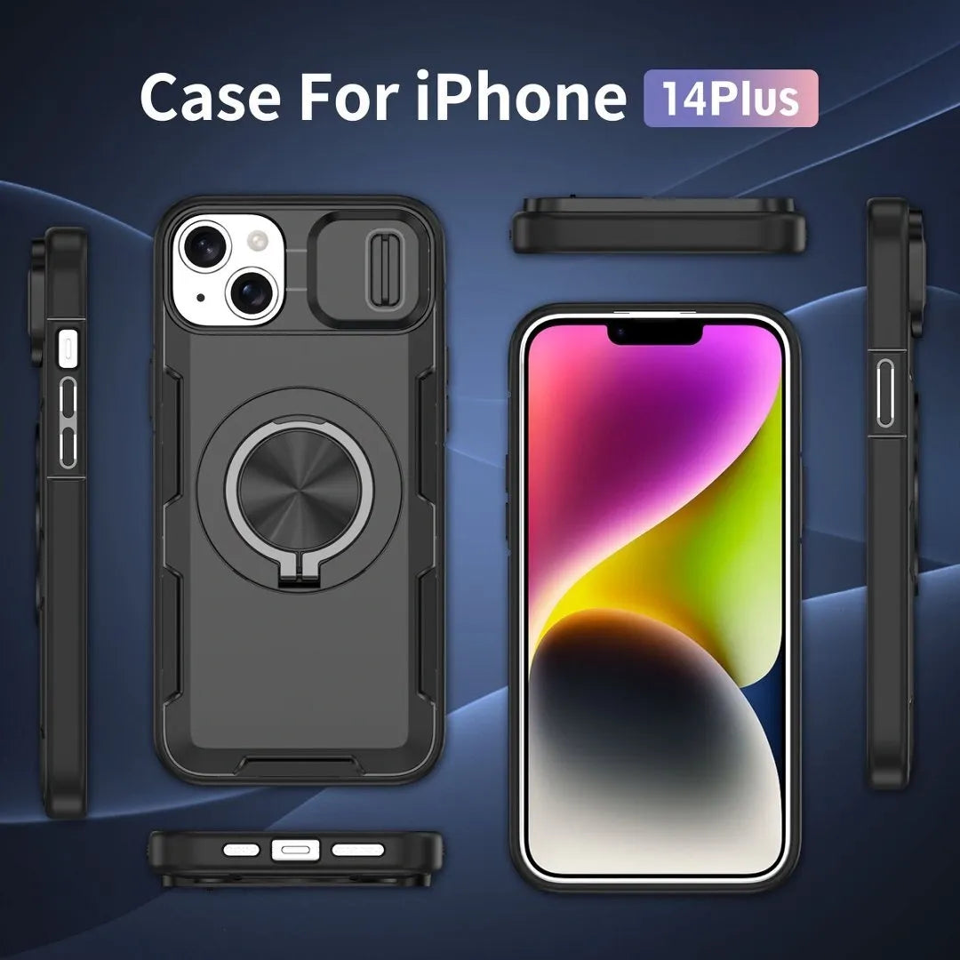 2-in-1 Magnetic Sliding Lens Case, Black for iPhone 14