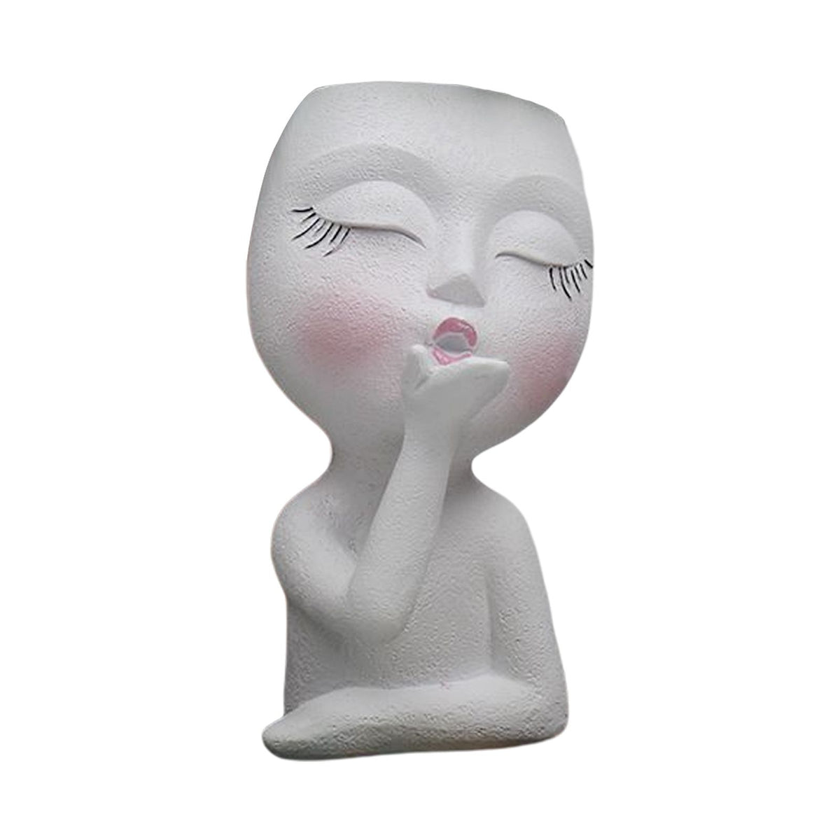 Sculpture Flower Pot Resin Portrait Flying Kiss Flower Pot Planter Pot Closed Eye Flower Pot