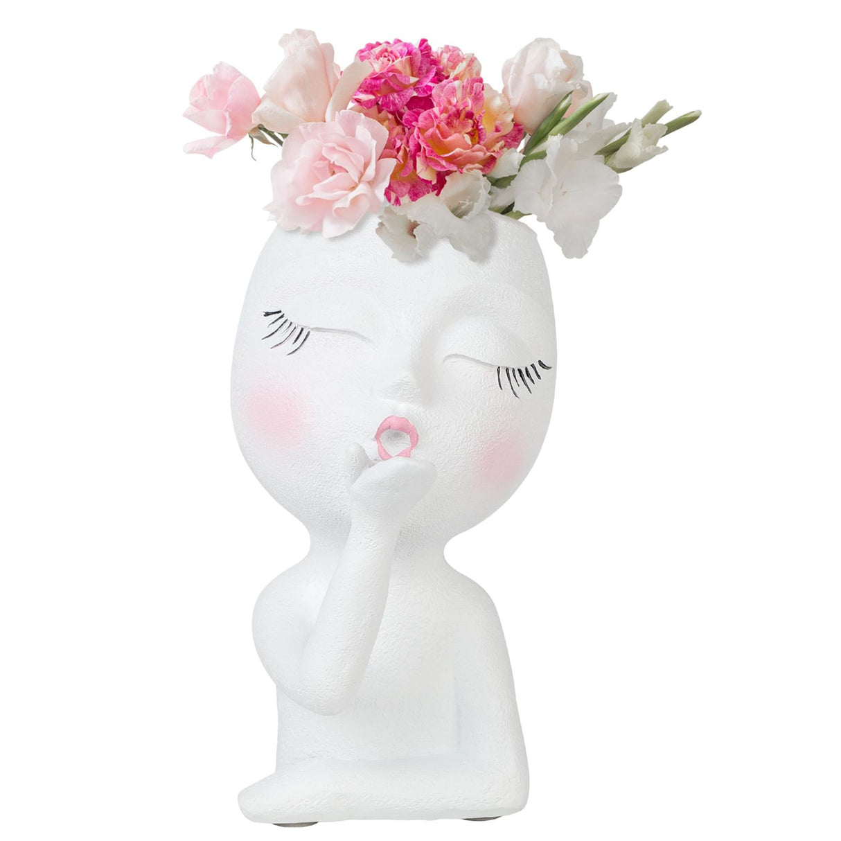 Sculpture Flower Pot Resin Portrait Flying Kiss Flower Pot Planter Pot Closed Eye Flower Pot
