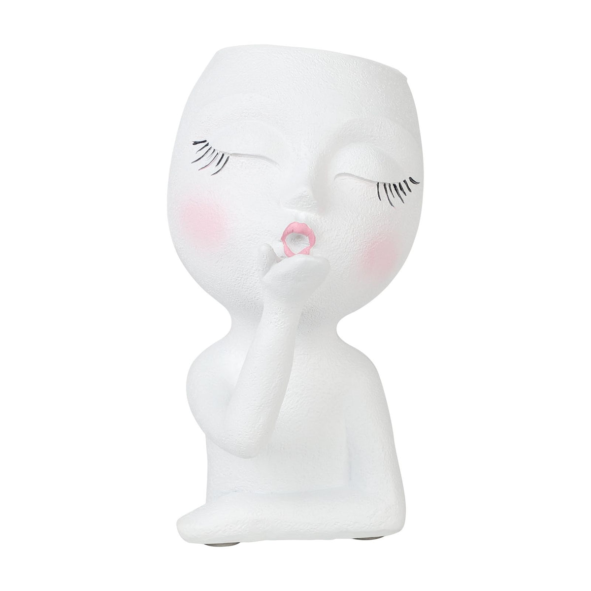 Sculpture Flower Pot Resin Portrait Flying Kiss Flower Pot Planter Pot Closed Eye Flower Pot