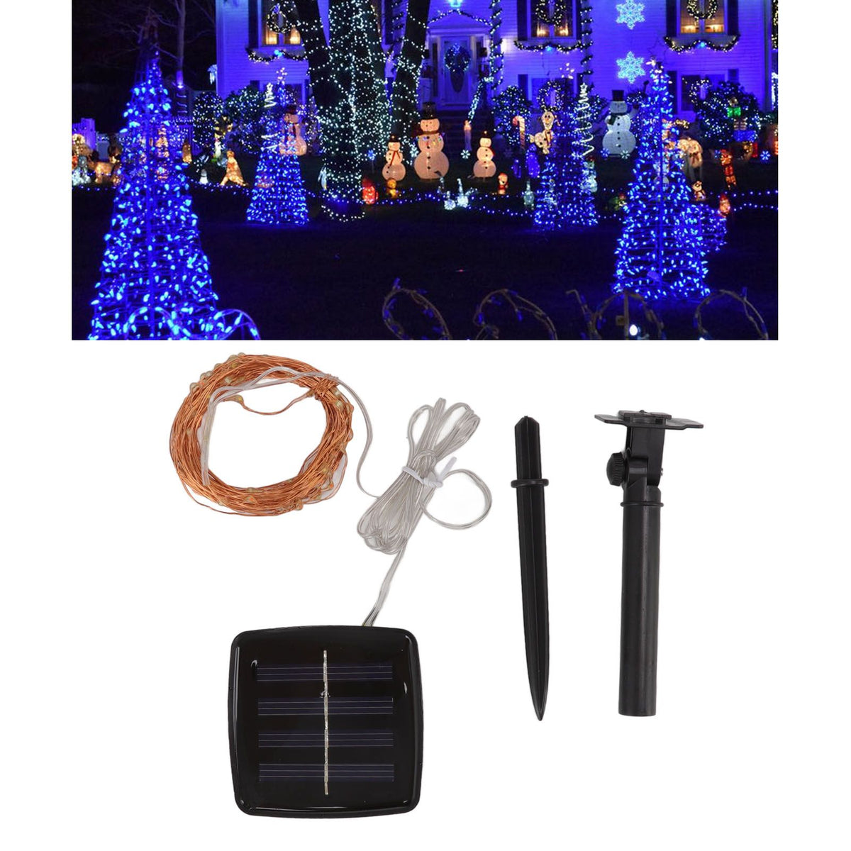 LED Solar String Lights IP44 Waterproof Heatproof Solar Powered Copper Wire Lights for Outdoor Garden Balcony Decoration