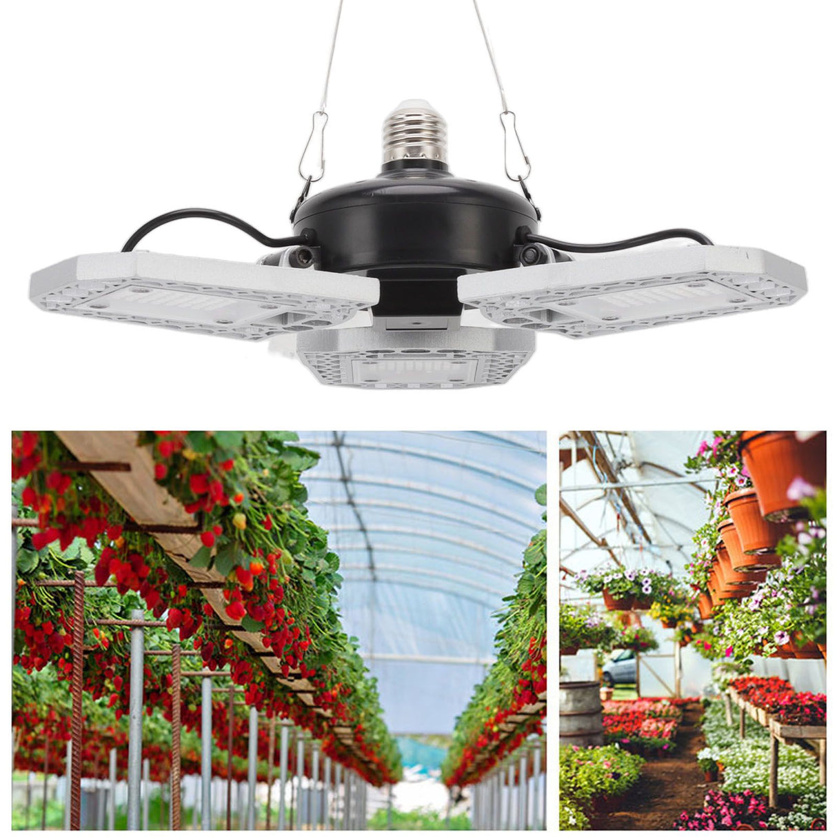 Plant Grow Light 220V 3 Heads Foldable E27 240 LEDs Red Blue Spectrum Waterproof Plant Growing Lamps for Indoor