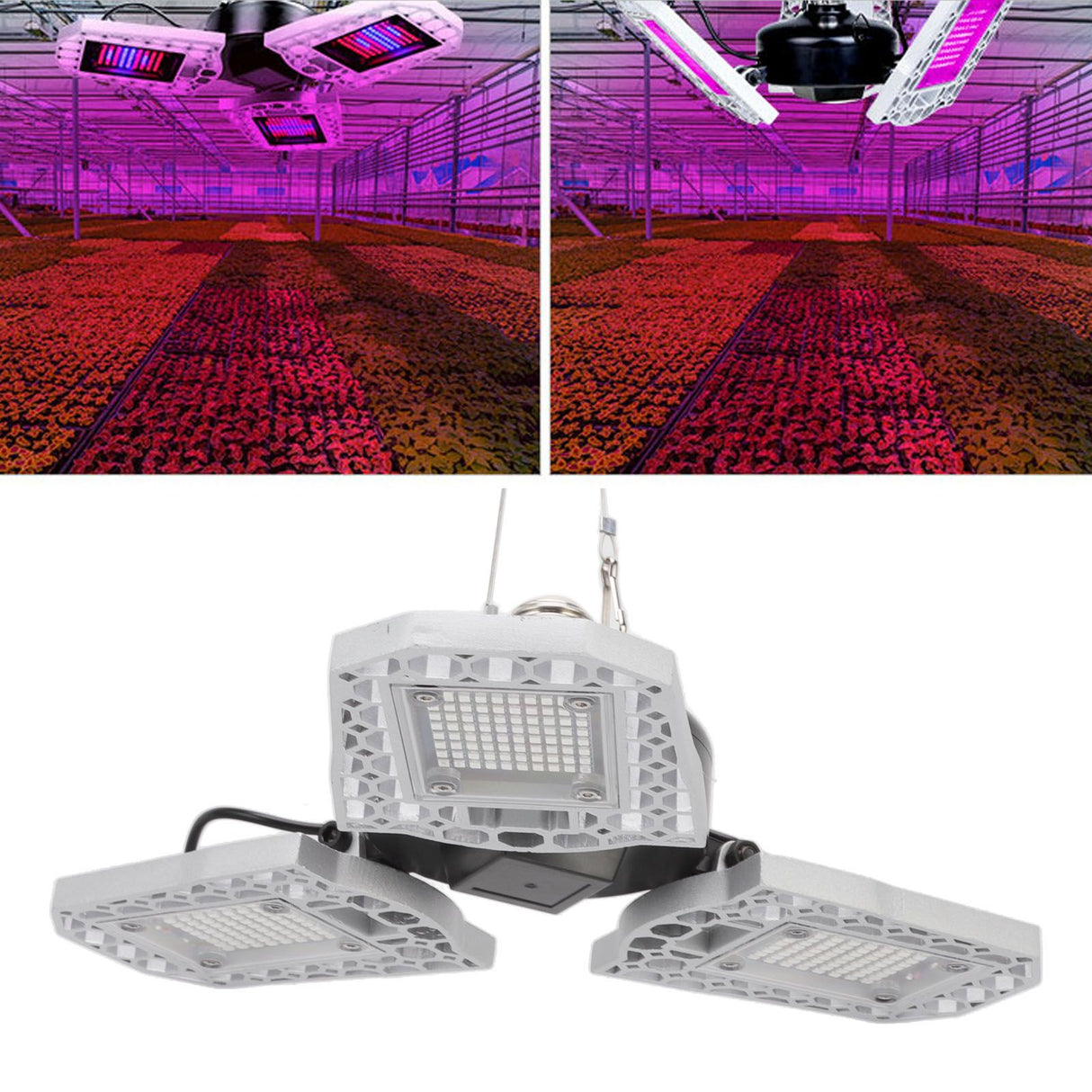 Plant Grow Light 220V 3 Heads Foldable E27 240 LEDs Red Blue Spectrum Waterproof Plant Growing Lamps for Indoor