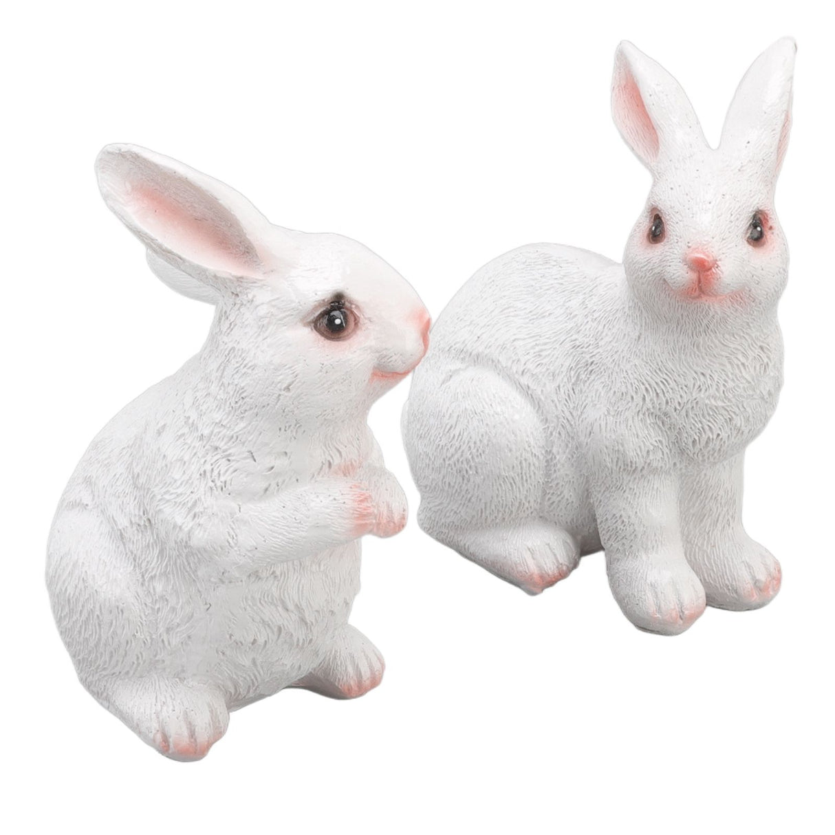 One Pair Garden Statues Rabbit Synthetic Resin Outdoor Craft Sculpture for Home Patio