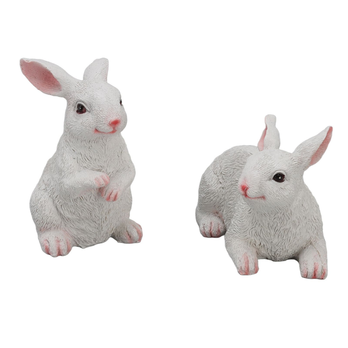 1 Pair Bunny Rabbit Ornaments Decorations Resin Art Craft Animal Model Sculpture Statue Figurine for Balcony Garden