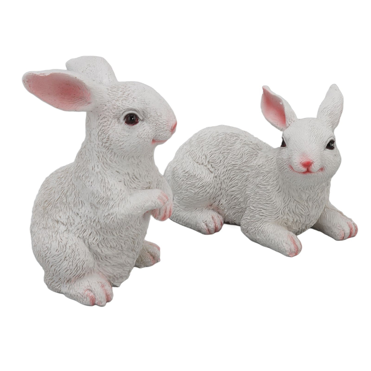 1 Pair Bunny Rabbit Ornaments Decorations Resin Art Craft Animal Model Sculpture Statue Figurine for Balcony Garden