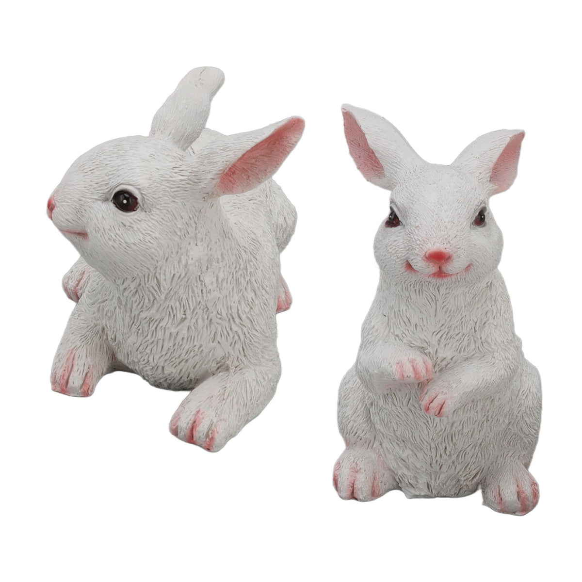 1 Pair Bunny Rabbit Ornaments Decorations Resin Art Craft Animal Model Sculpture Statue Figurine for Balcony Garden
