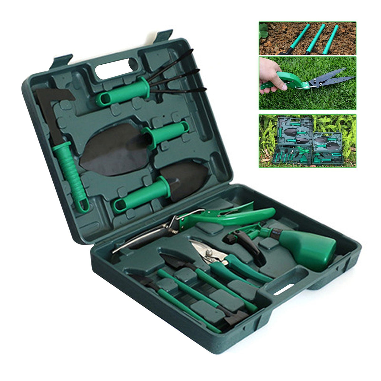 Potted Plant Pruning Shovel Kit Garden Planting Weeding Set Bonsai Trimming Garden Tools Green 10 PCS