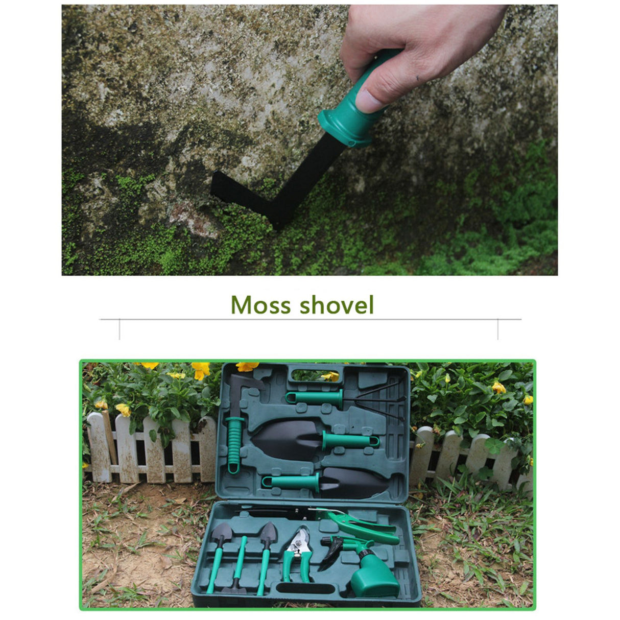 Potted Plant Pruning Shovel Kit Garden Planting Weeding Set Bonsai Trimming Garden Tools Green 10 PCS