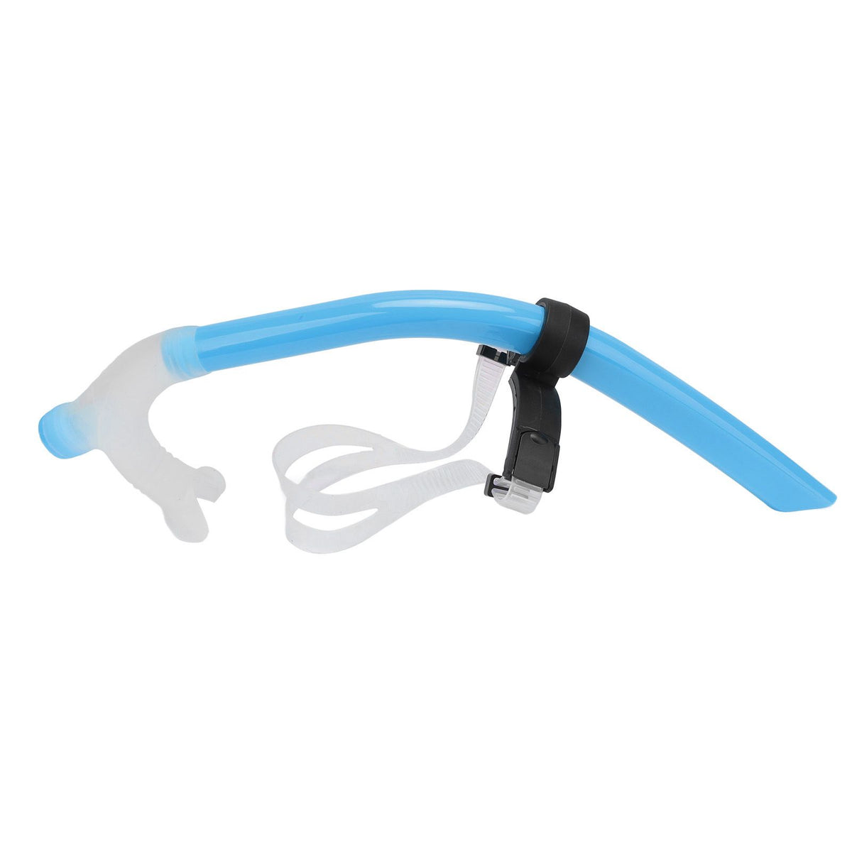 Swimming Snorkel Reduced Drag Silicone Swimming Breathing Tube with Adjustable Head Brace for Snorkeling Diving Sky Blue