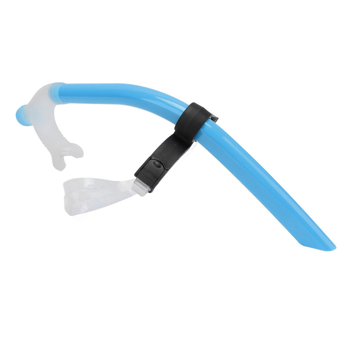 Swimming Snorkel Reduced Drag Silicone Swimming Breathing Tube with Adjustable Head Brace for Snorkeling Diving Sky Blue