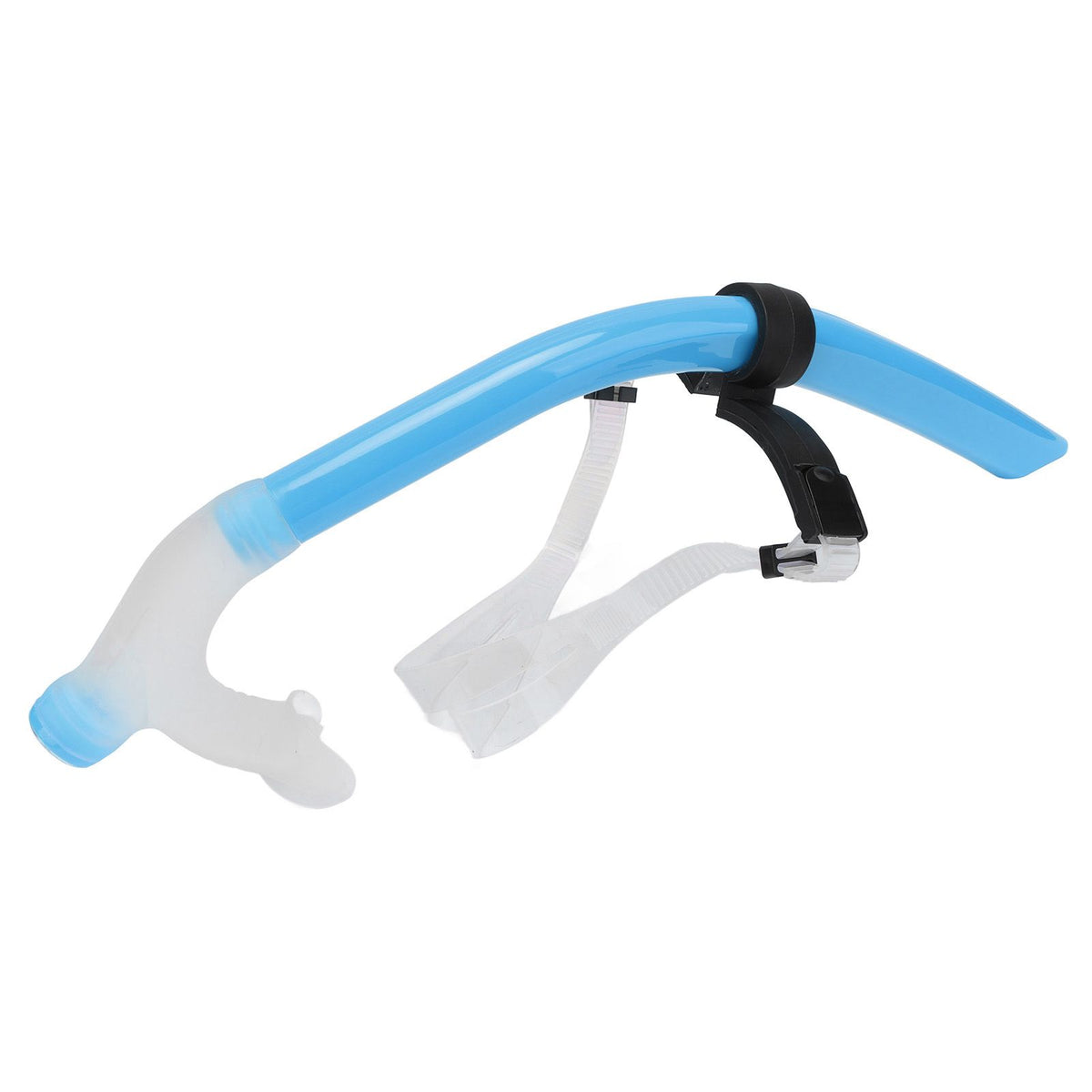 Swimming Snorkel Reduced Drag Silicone Swimming Breathing Tube with Adjustable Head Brace for Snorkeling Diving Sky Blue