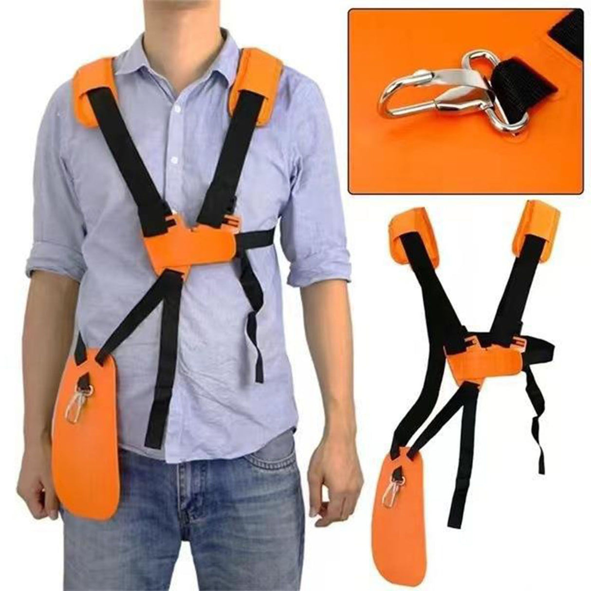 Trimmer Double Shoulder Harness Strap Brush Cutter Shoulder Strap Padded Garden Mower Nyon Belt for FS120 FS55 FS220 Orange