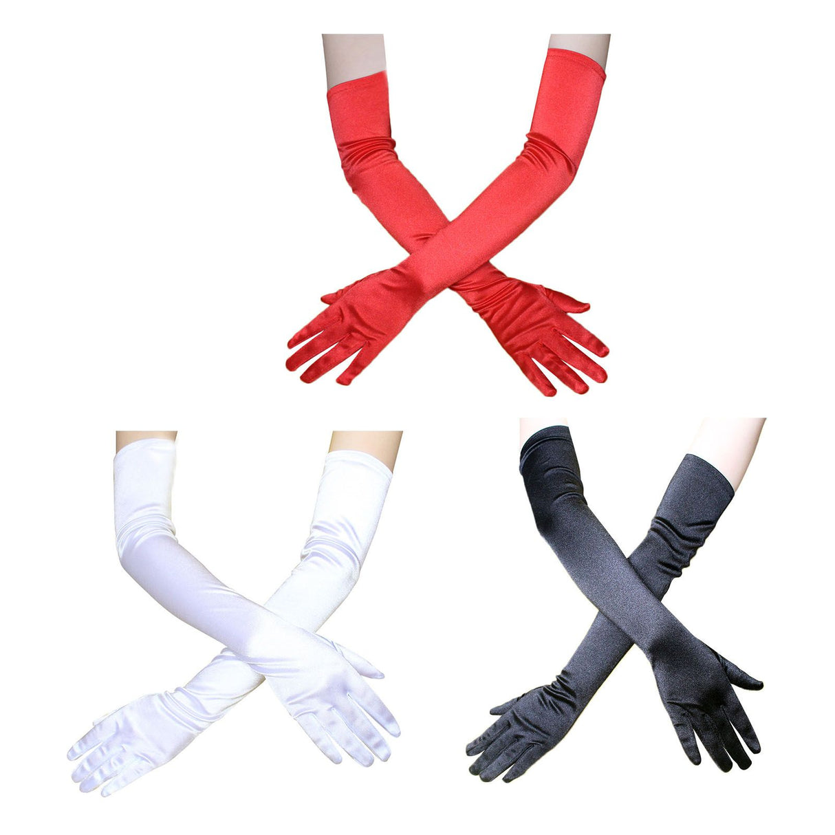 Long Satin Gloves Fashionable Stretch Long Evening Opera Satin Gloves for Wedding Performance Party