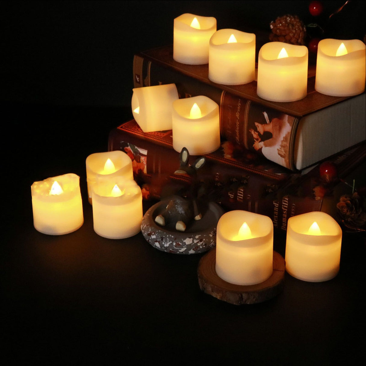 24PCS Electric LED Candles Plastic Electronic Components Tea Light Set For Wedding Confession Decoration Flameless