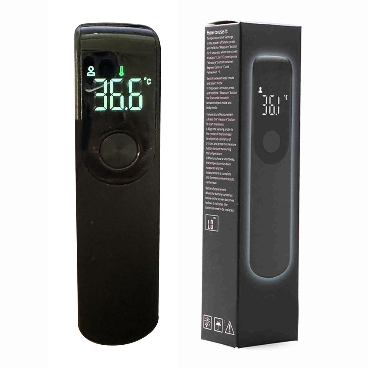 Forehead Thermometer Black Mini Portable Contactless Infrared Handheld Electronic Thermometer for Home