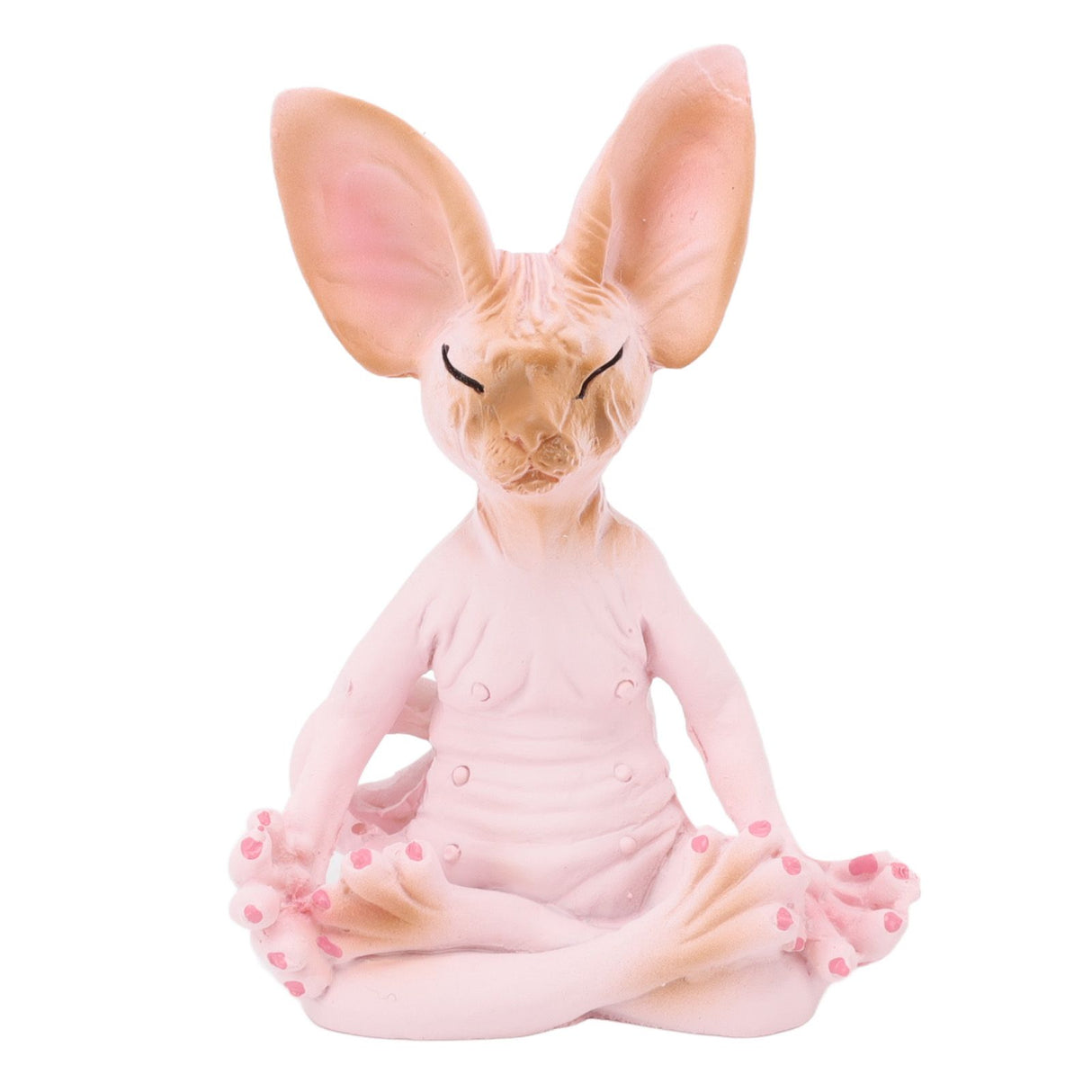Cat Meditate Statue Vivid Details Cat Meditate Collectible Figurines for Homes Office Yoga Room Ornaments Gifts Pink