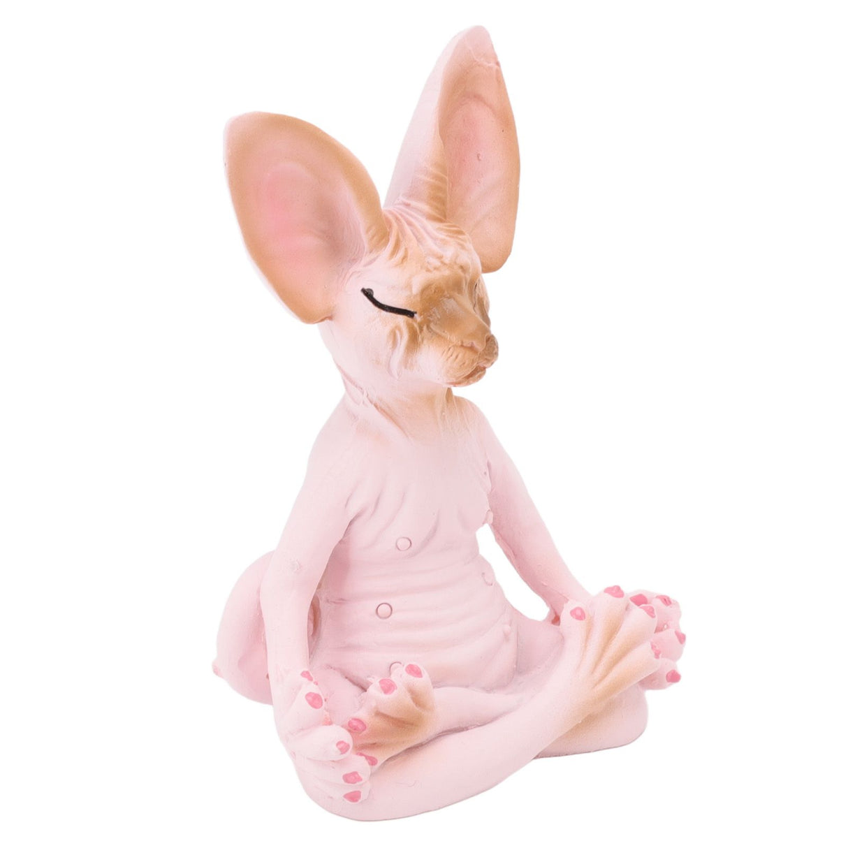 Cat Meditate Statue Vivid Details Cat Meditate Collectible Figurines for Homes Office Yoga Room Ornaments Gifts Pink